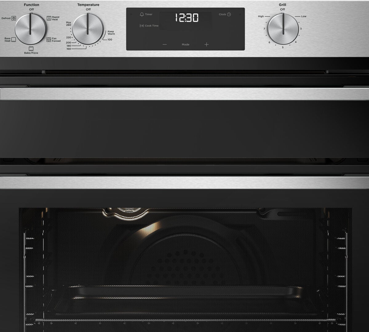 Westinghouse 60cm Multi-Function Electric Oven with Separate Grill - Stainless Steel, 80L - WVE6555SD