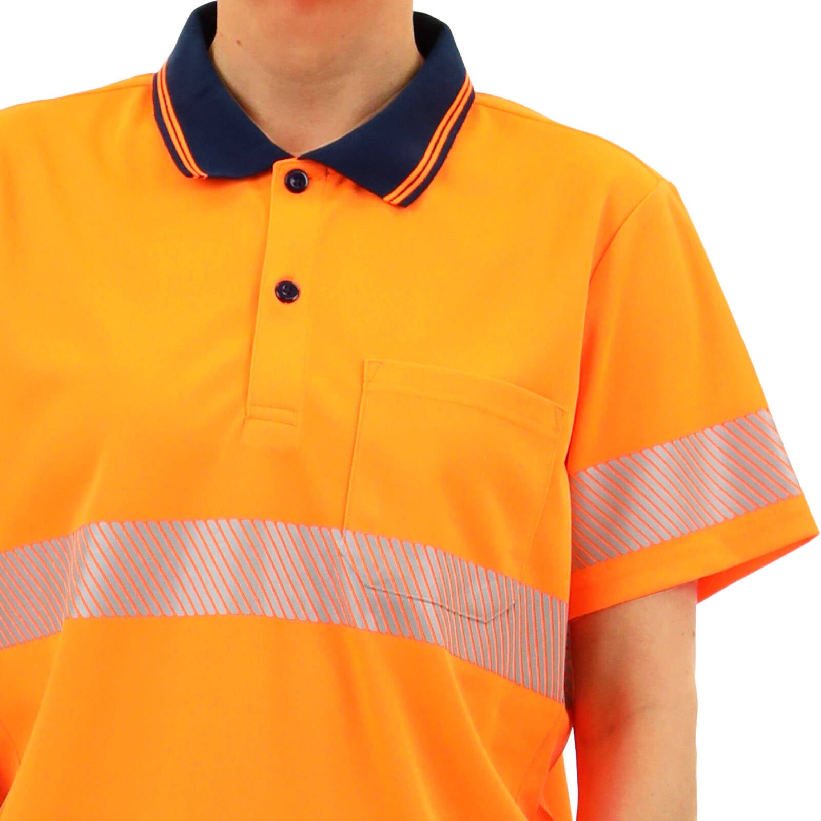 Citeco Women's Orange Hi Vis Short Sleeve Polo - Reflective Polyester, Size 8