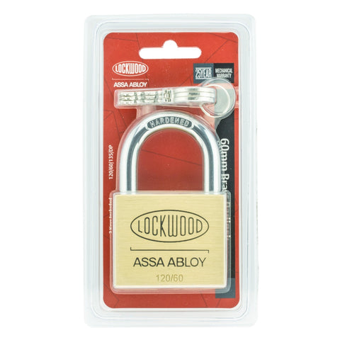 Lockwood 60mm Solid Brass General Purpose Padlock, Double Locking, Keyed