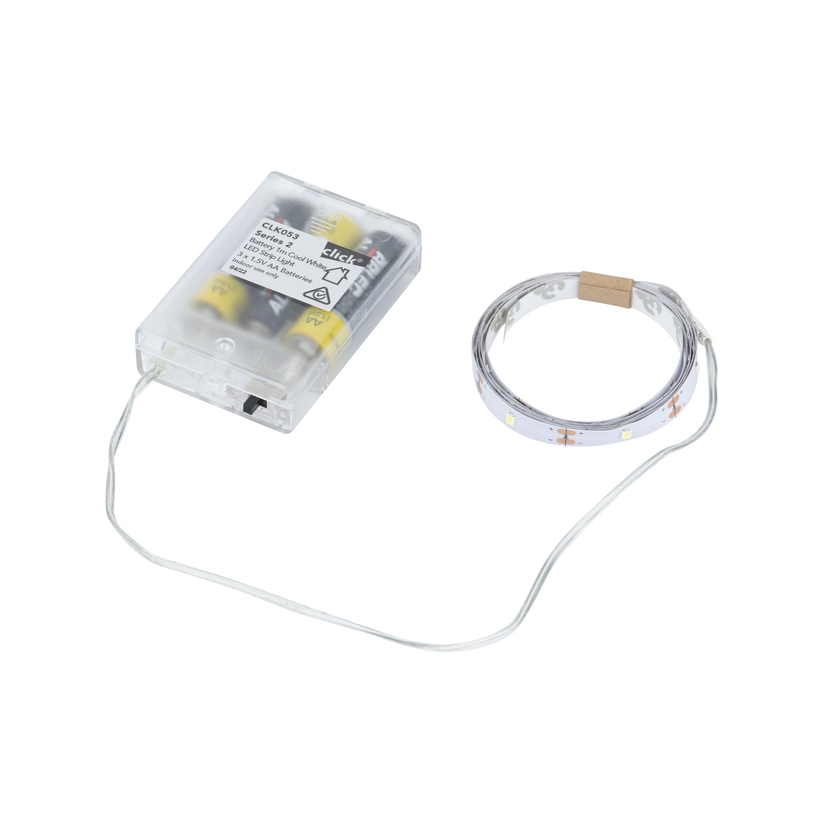 Click 1m White LED Battery Operated Strip Light CLK053