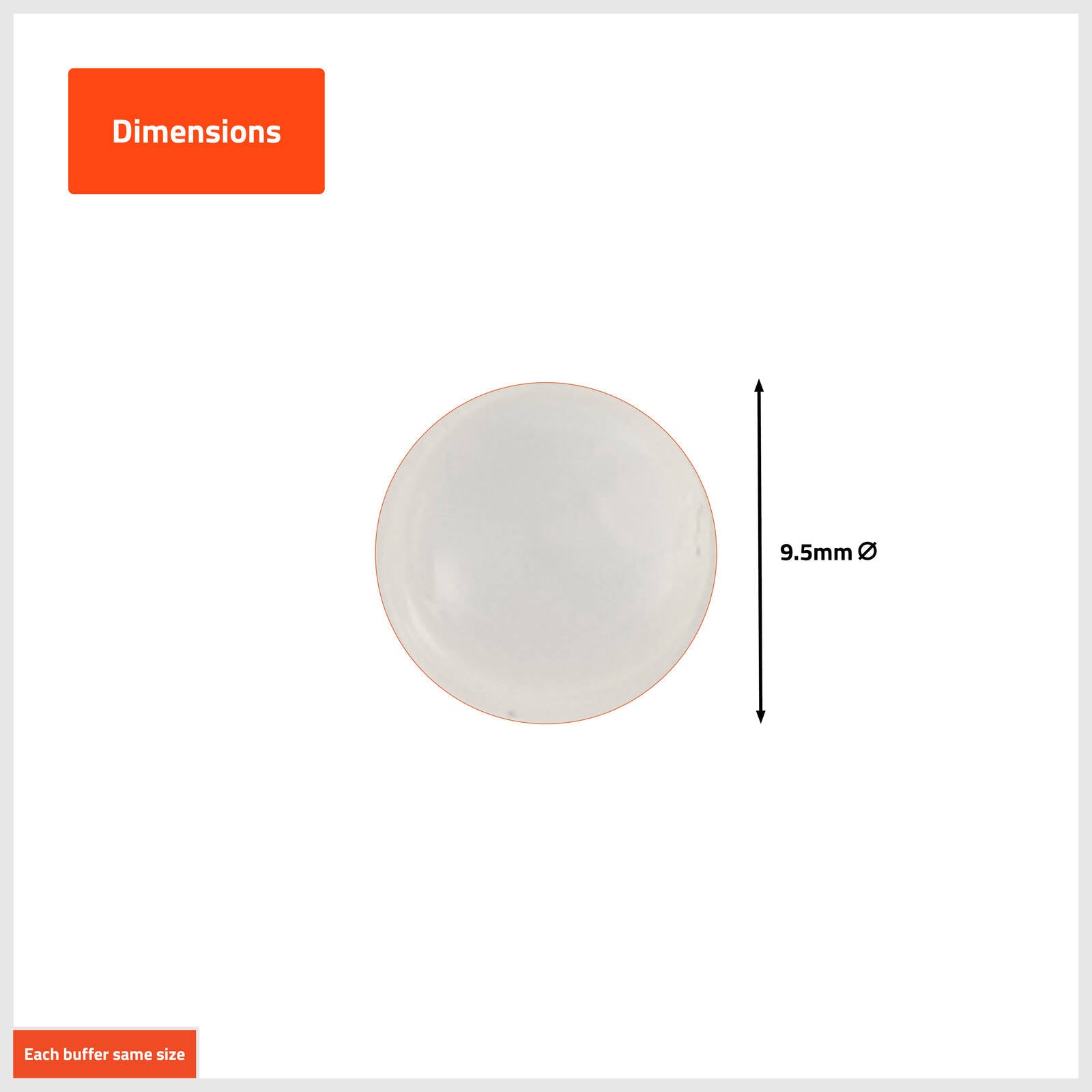 Taskmaster 9.5 x 3.8mm Clear Silicone Rubber Door Buffer - 250 Pack