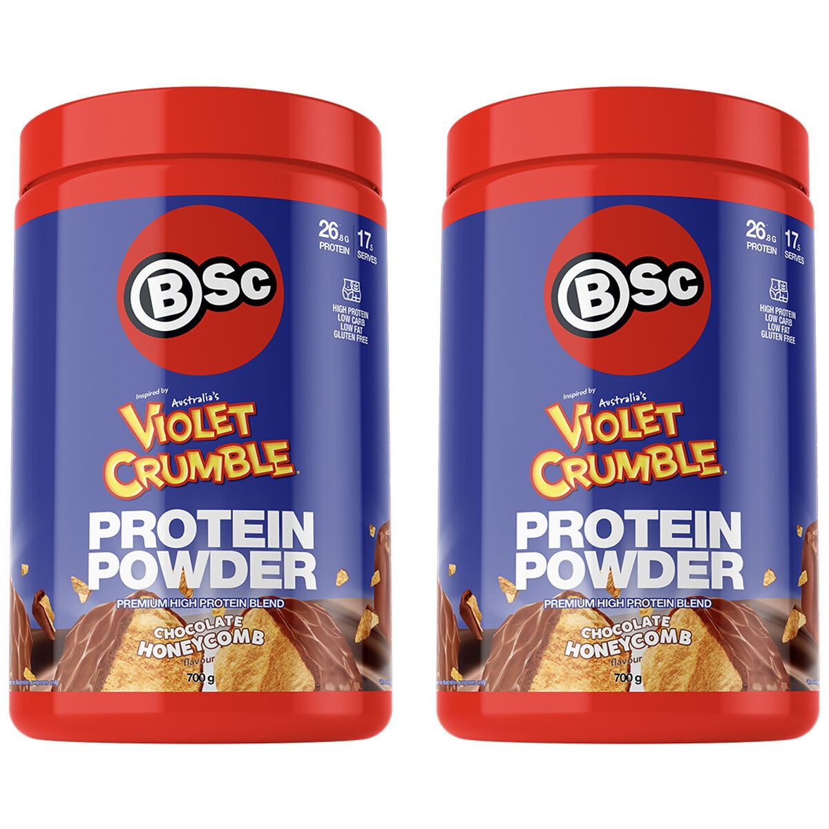 BSc Protein Powder Chocolate Honeycomb 2x700g CXVCCH700 - Low Sugar, High Protein - SuperSaverAU - view 1
