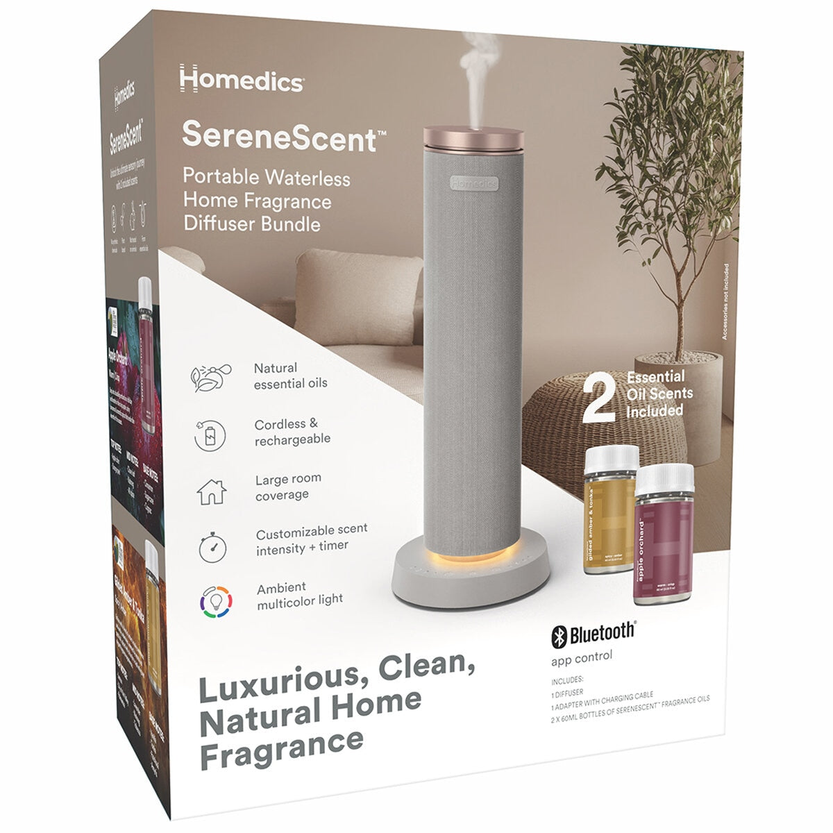 Homedics SereneScent Waterless Wireless Diffuser Bundle with 2 x 60ml Oils - SuperSaverAU - view 7