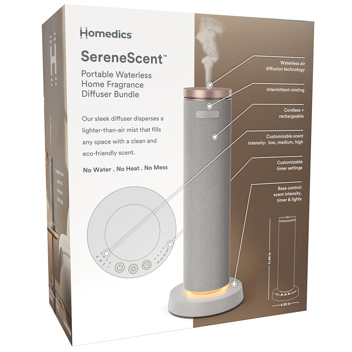 Homedics SereneScent Waterless Wireless Diffuser Bundle with 2 x 60ml Oils - SuperSaverAU - view 8