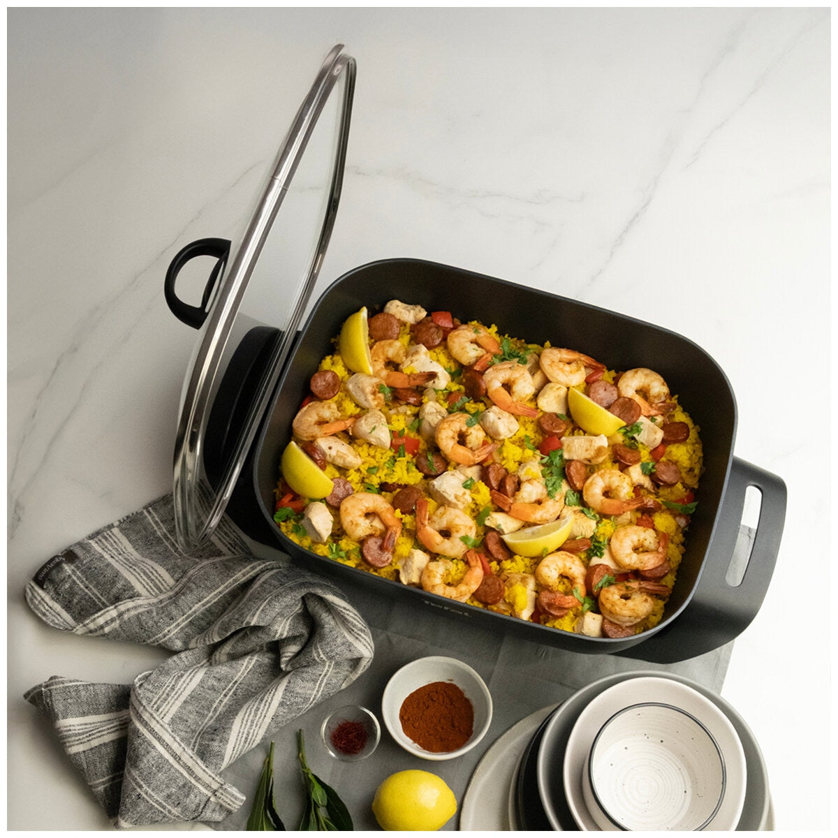 Tefal Easy Square Electric Frypan KC6018, 7L Capacity, Non-Stick, Adjustable Temp - SuperSaverAU - view 5