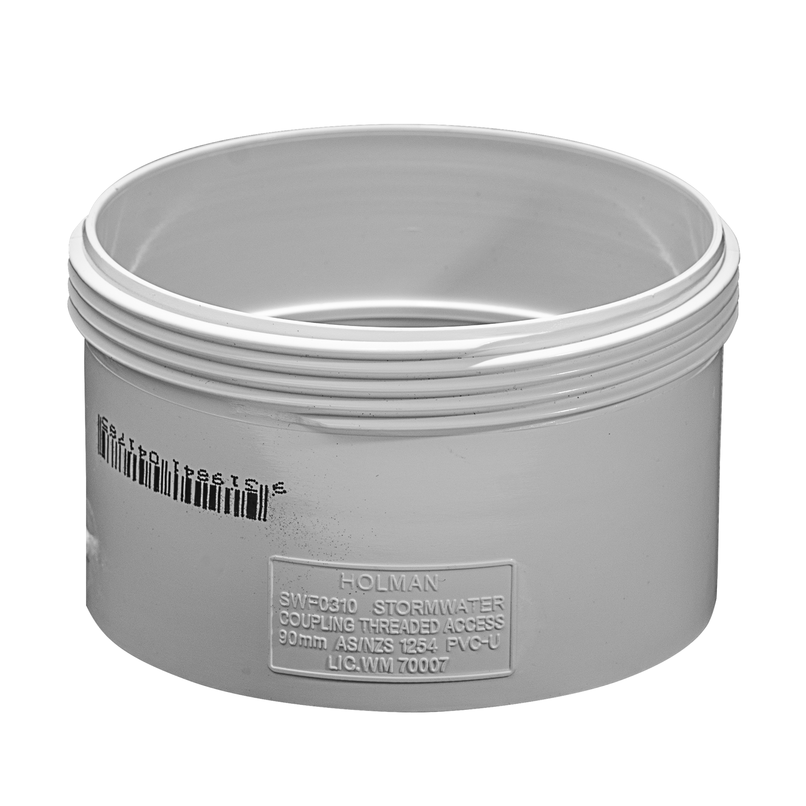 Holman 90mm PVC Stormwater Threaded Access Coupling White