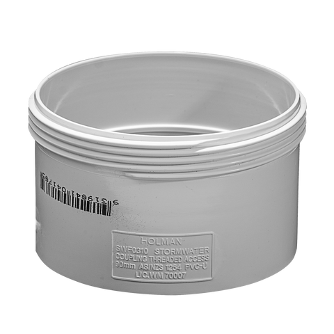 Holman 90mm PVC Stormwater Threaded Access Coupling White