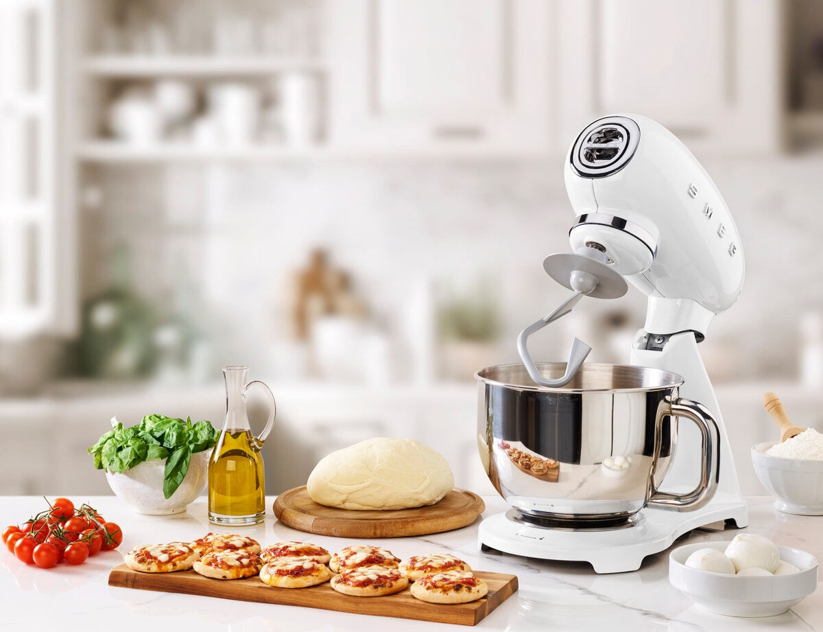 Smeg 50's Style Stand Mixer White SMF03WHAU, 800W, 10 Speeds, 4.8L Bowl, Quiet Operation - SuperSaverAU - view 1