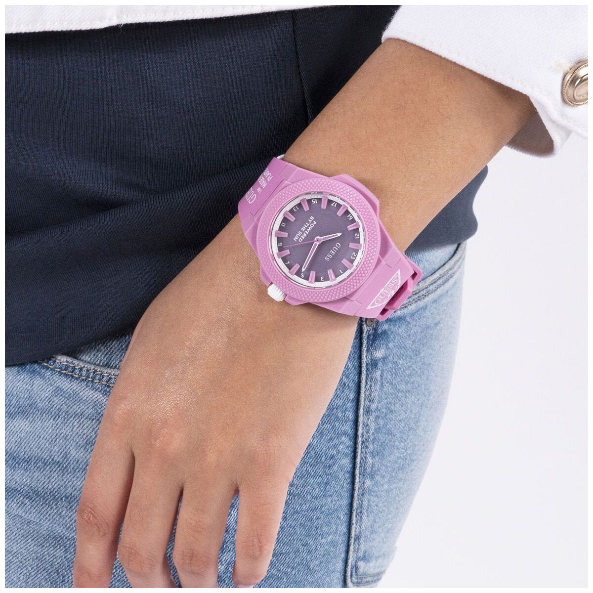 GUESS Eco Pink Outspoken Solar Women's Watch 40 mm, Bio-Based, Quartz Movement - SuperSaverAU - view 5