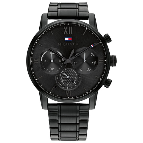 Tommy Hilfiger Men's Watch 44mm Black Steel Black Dial Quartz Chronograph - SuperSaverAU - view 1