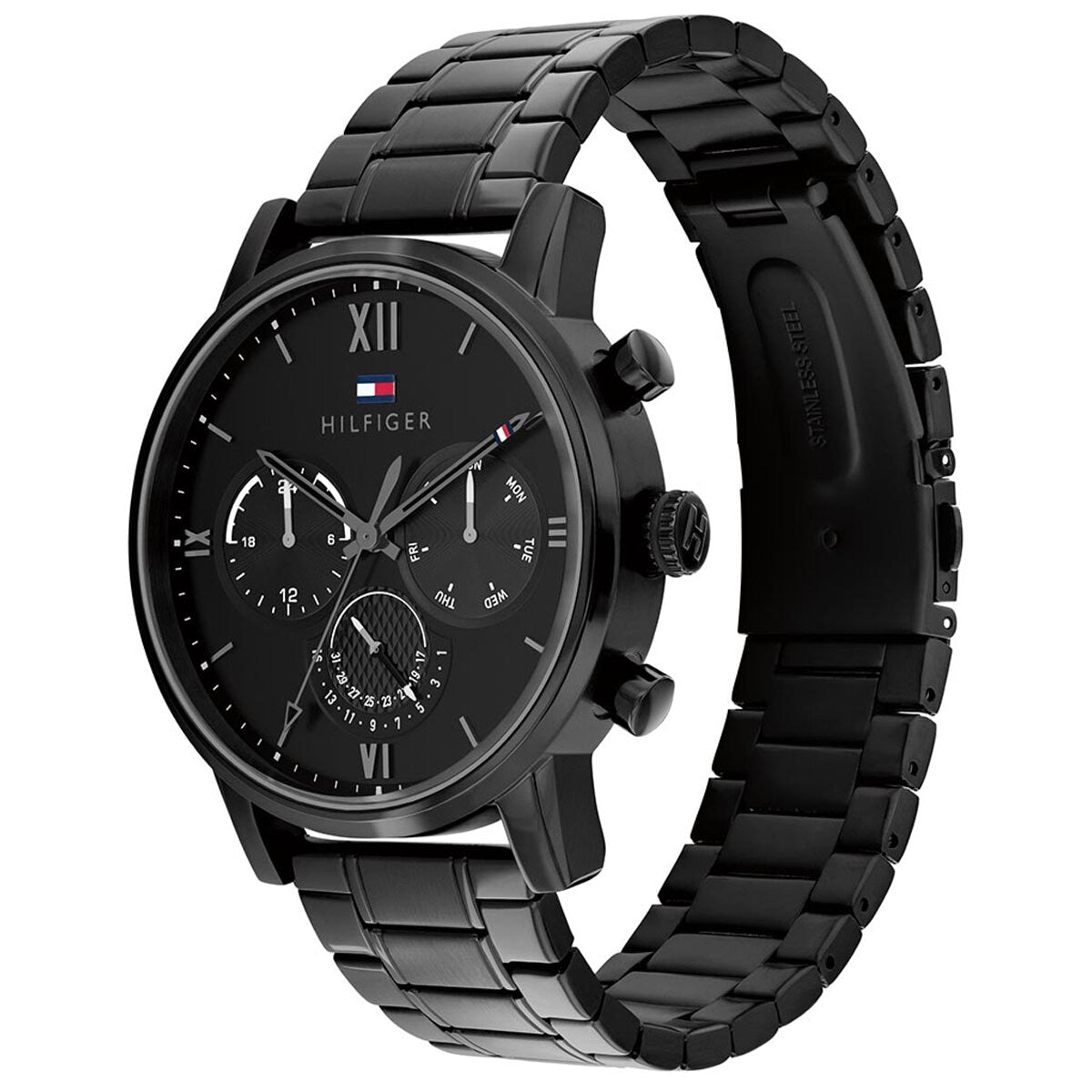 Tommy Hilfiger Men's Watch 44mm Black Steel Black Dial Quartz Chronograph - SuperSaverAU - view 2