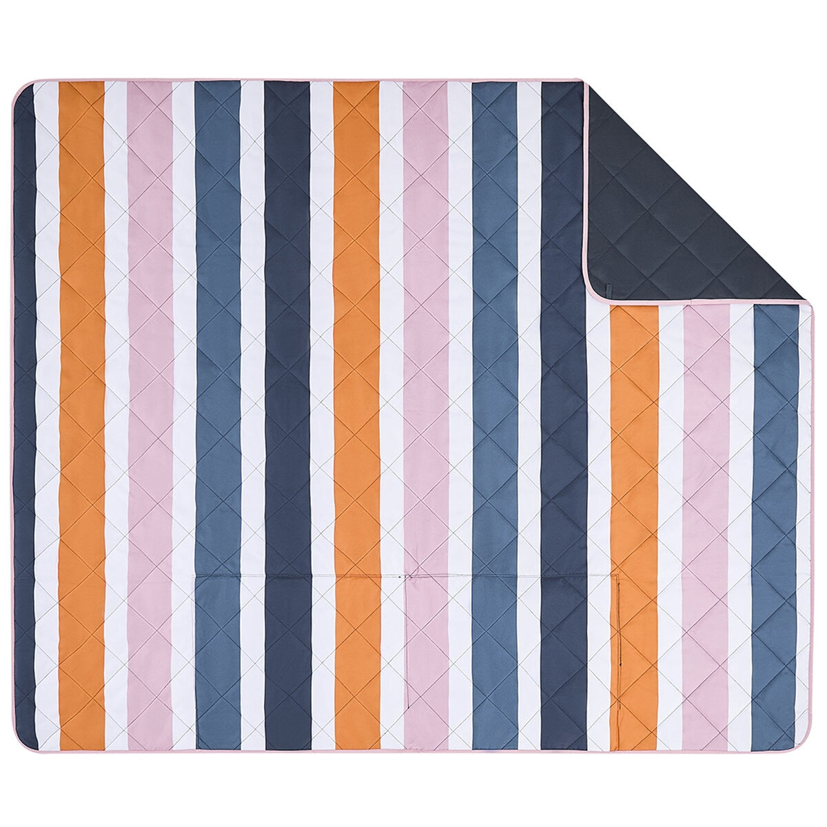 Hunter Outdoor Picnic Blanket, Block Stripe Blue, 152 x 183 cm, Water Resistant, Tent Loops - SuperSaverAU - view 2