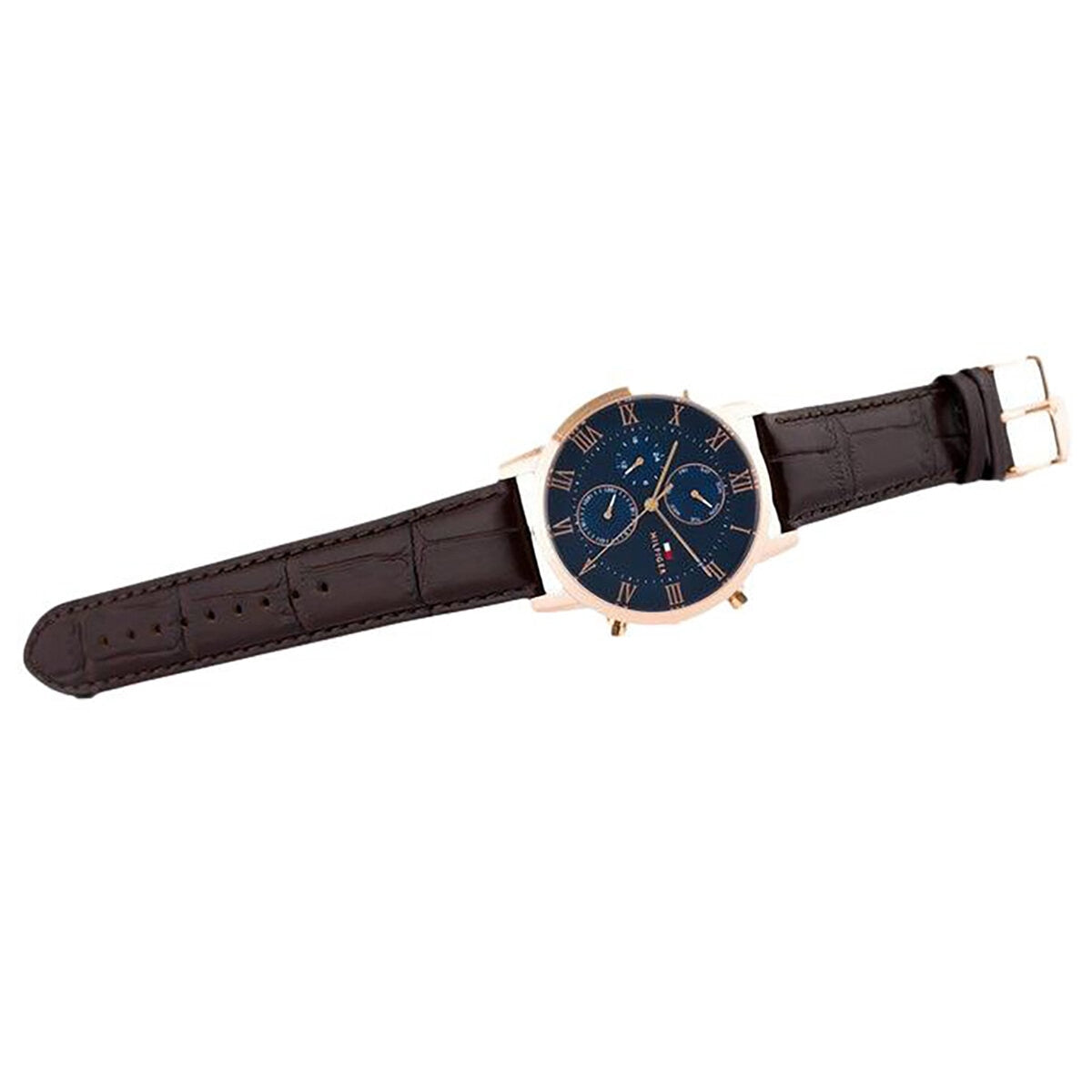 Tommy Hilfiger Men's Watch 44mm Blue Dial Leather Strap Rose Gold Plated - SuperSaverAU - view 3