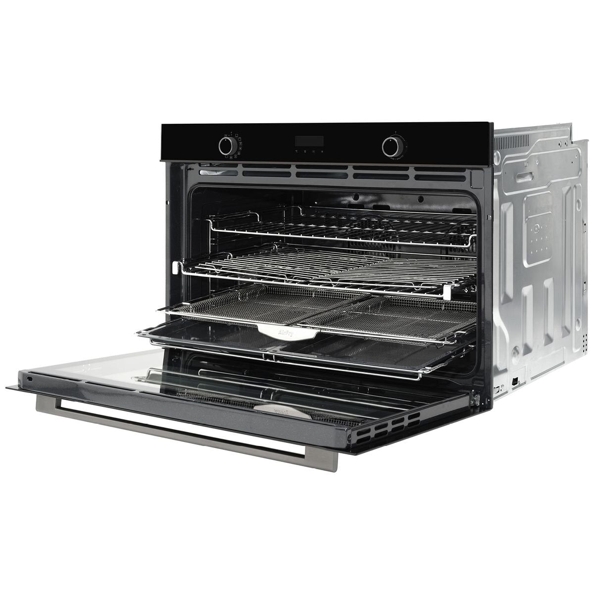 Omega 11 function built-in oven with AirFry - 148L, black glass, Midnight trim, telescopic runners - OBO9011AM