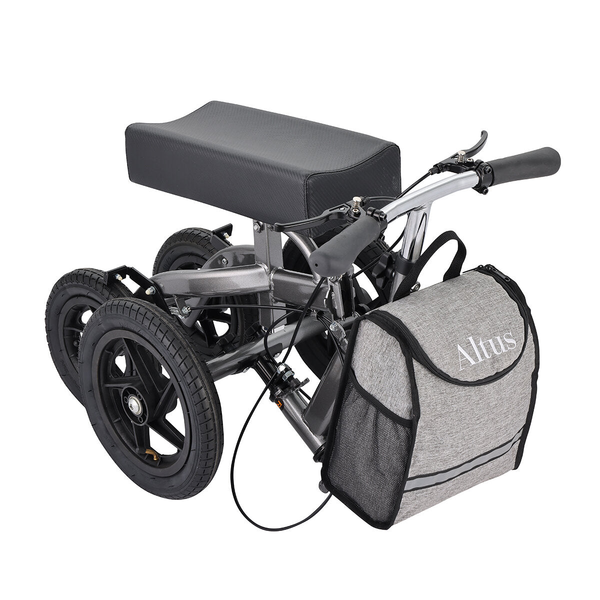 Altus Knee Scooter Walker 158 kg Capacity, All-Terrain Pneumatic Tires, Foldable, Titanium - SuperSaverAU - view 6
