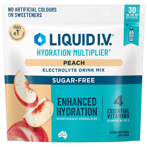 Liquid I.V. Hydration Multiplier Sugar Free Peach Electrolyte Drink Mix 30 Sachets