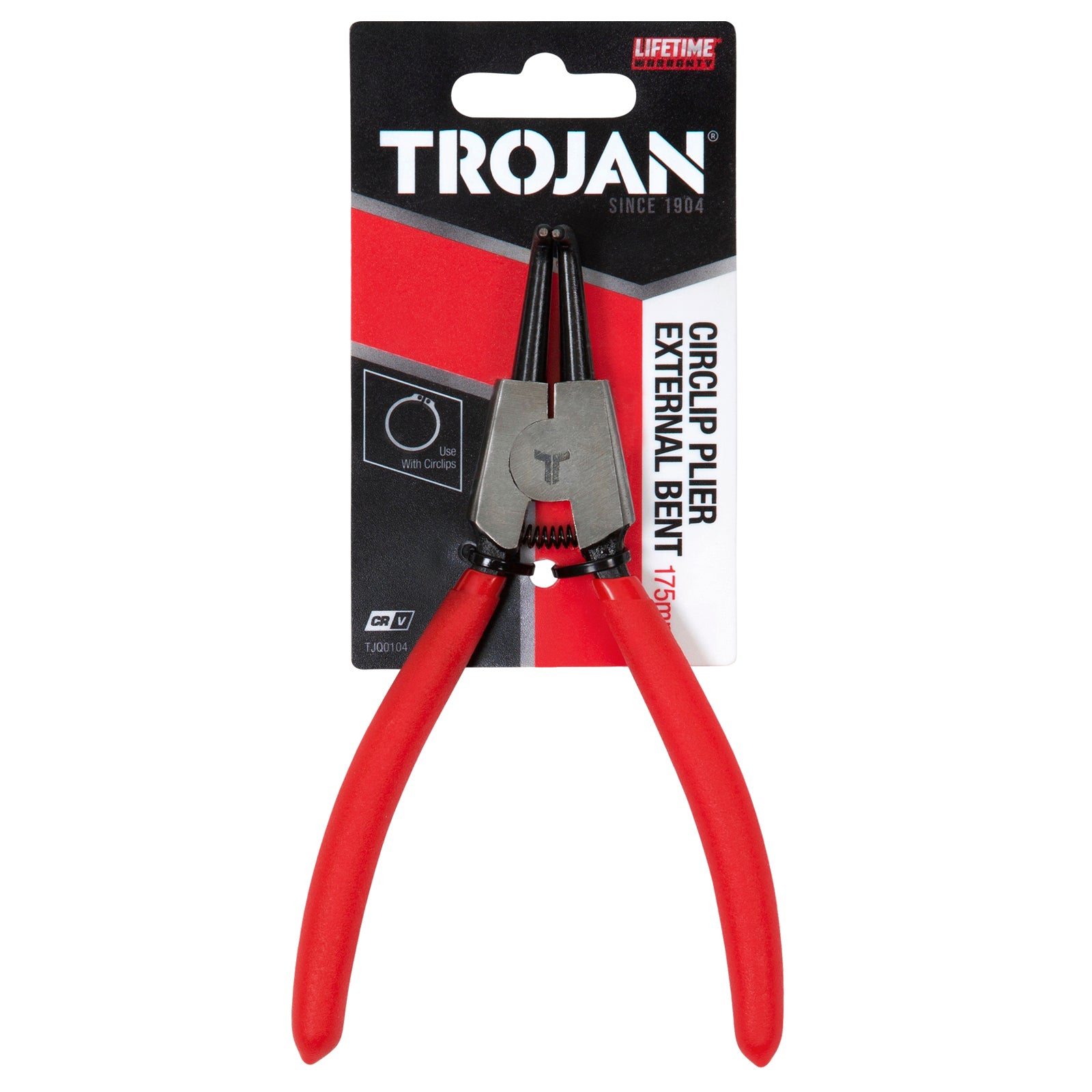 Trojan 175mm External Bent Circlip Plier Red and Black CRV