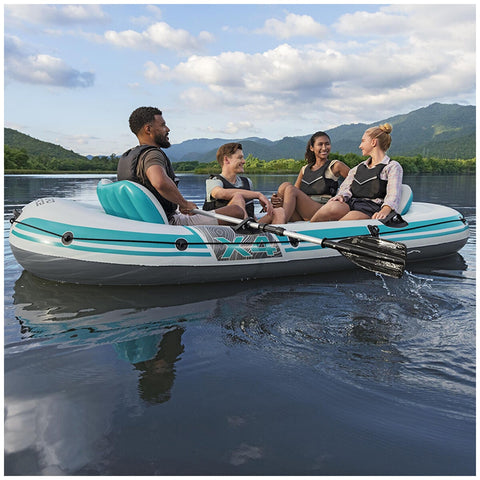 Bestway Hydro Force Adventure Elite X4 Inflatable Raft Set for 4 Adults, Grey/Teal - SuperSaverAU - view 1