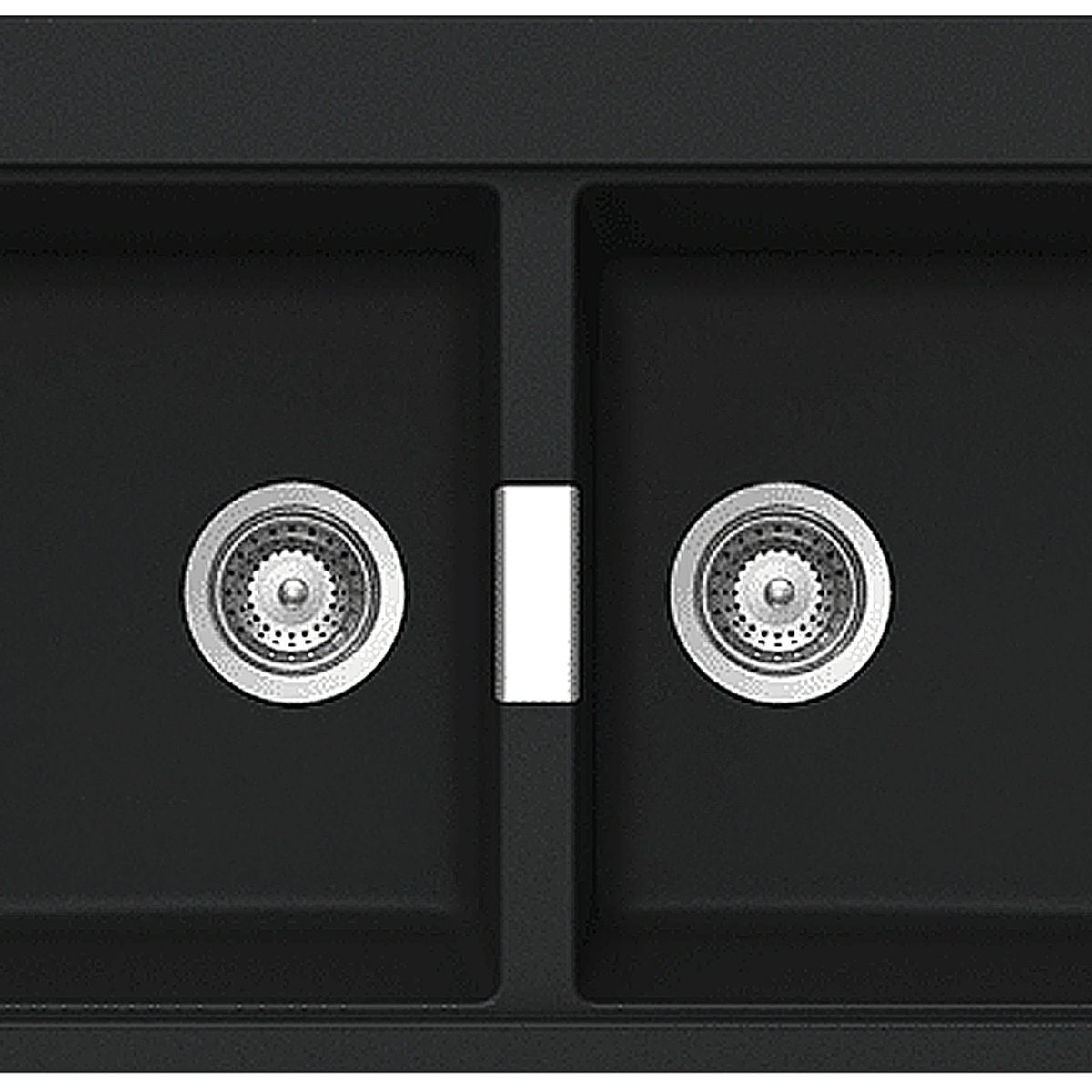 Abey Schock Horizont double bowl sink 860mm - black Magma, 20L bowls, topmount with overflow - N200B