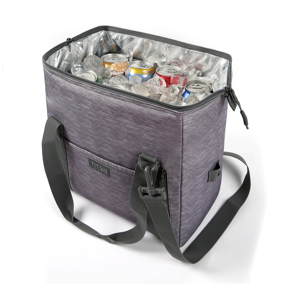 Titan Insulated Carry All Tote Grey, 25 Can Capacity, Leak Proof, Convertible Handles - SuperSaverAU - view 1