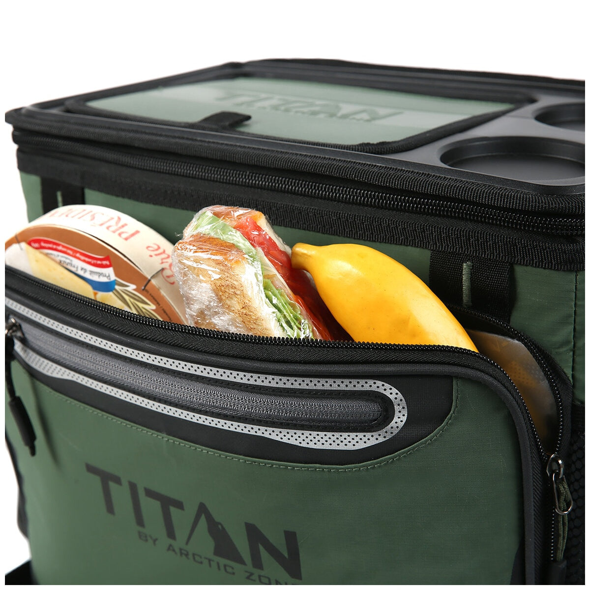 Titan 40 Can Collapsible Cooler Green with TableTop, Insulated Compartment, & Bottle Opener - SuperSaverAU - view 11