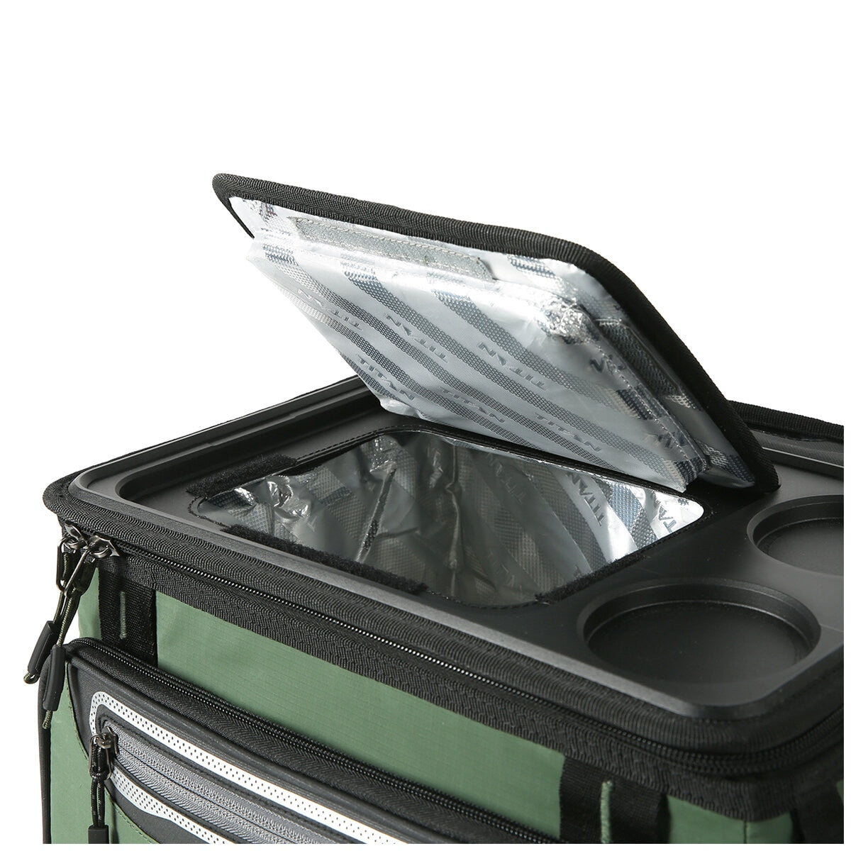 Titan 40 Can Collapsible Cooler Green with TableTop, Insulated Compartment, & Bottle Opener - SuperSaverAU - view 9