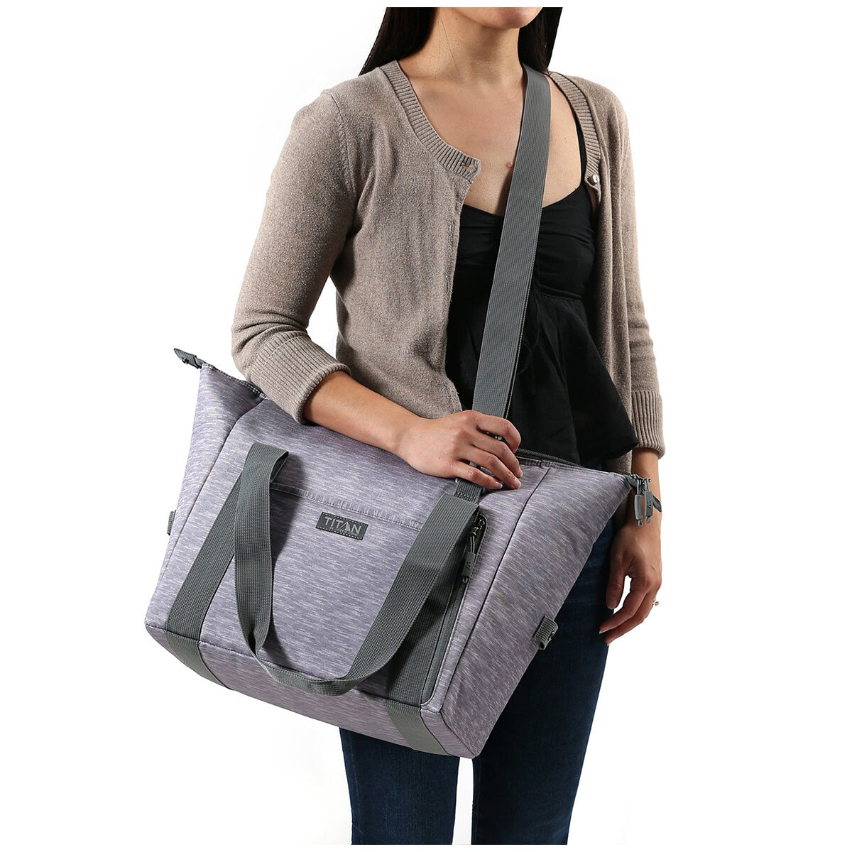 Titan Insulated Carry All Tote Grey, 25 Can Capacity, Leak Proof, Convertible Handles - SuperSaverAU - view 9