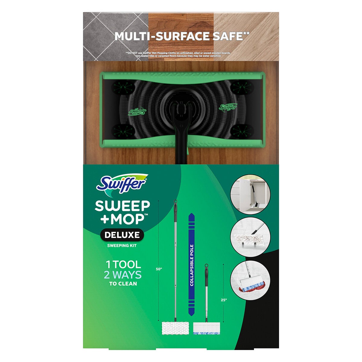 Swiffer 2 In 1 Floor Cleaner Kit Sweep And Mop Deluxe Collapsible Pole