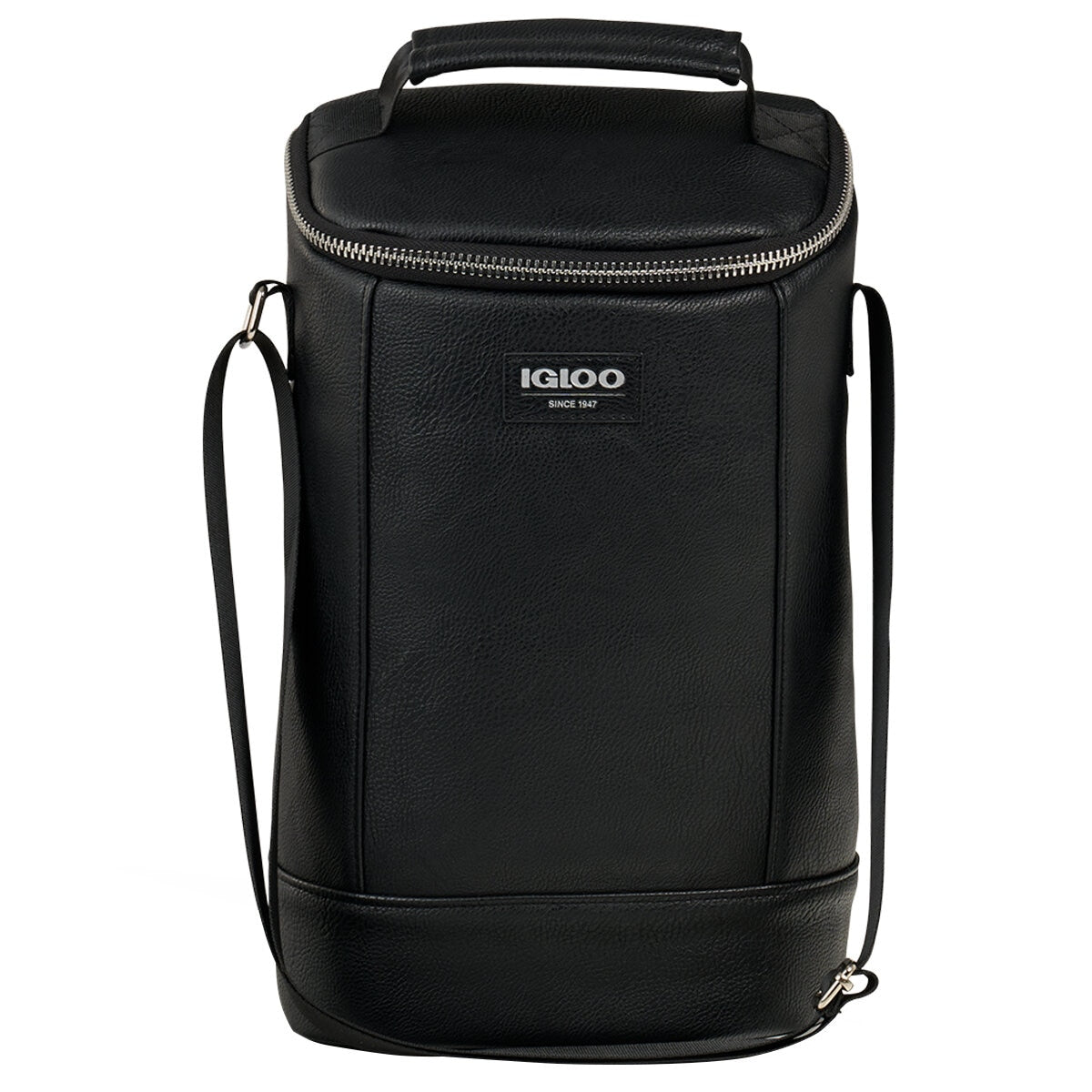 Igloo Luxe Wine Tote Cooler Black, Vegan Leather, Insulated, Adjustable Strap, 134.62x355.6x229.8 mm - SuperSaverAU - view 1