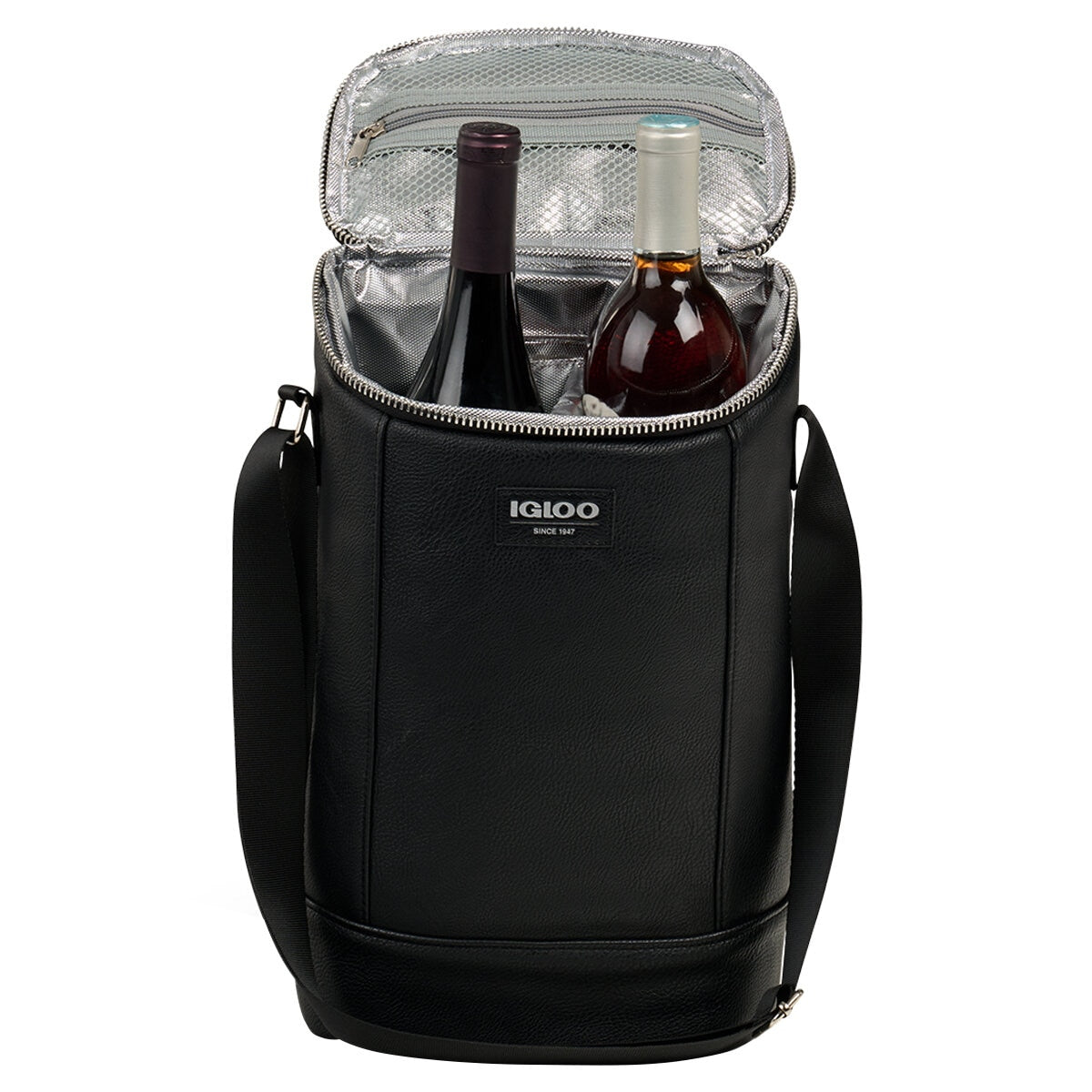 Igloo Luxe Wine Tote Cooler Black, Vegan Leather, Insulated, Adjustable Strap, 134.62x355.6x229.8 mm - SuperSaverAU - view 8