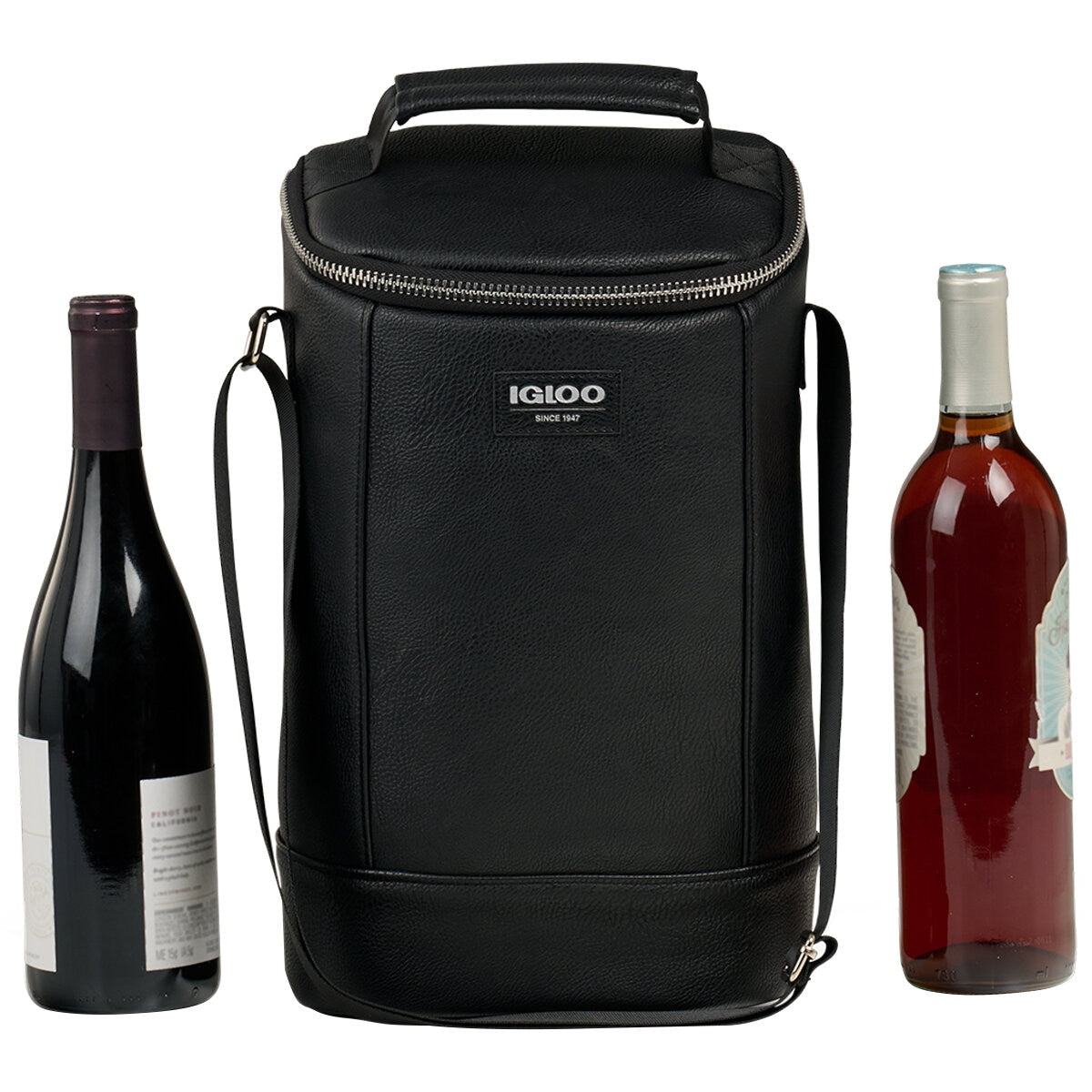 Igloo Luxe Wine Tote Cooler Black, Vegan Leather, Insulated, Adjustable Strap, 134.62x355.6x229.8 mm - SuperSaverAU - view 7