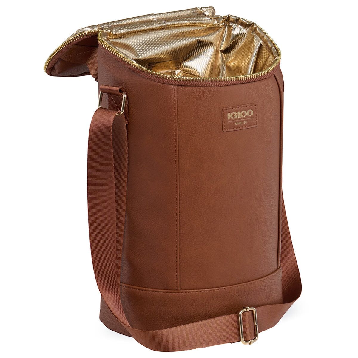 Igloo Luxe Wine Tote Cooler Cognac - Vegan Leather, Insulated, Adjustable Strap, 2 Bottles - SuperSaverAU - view 9