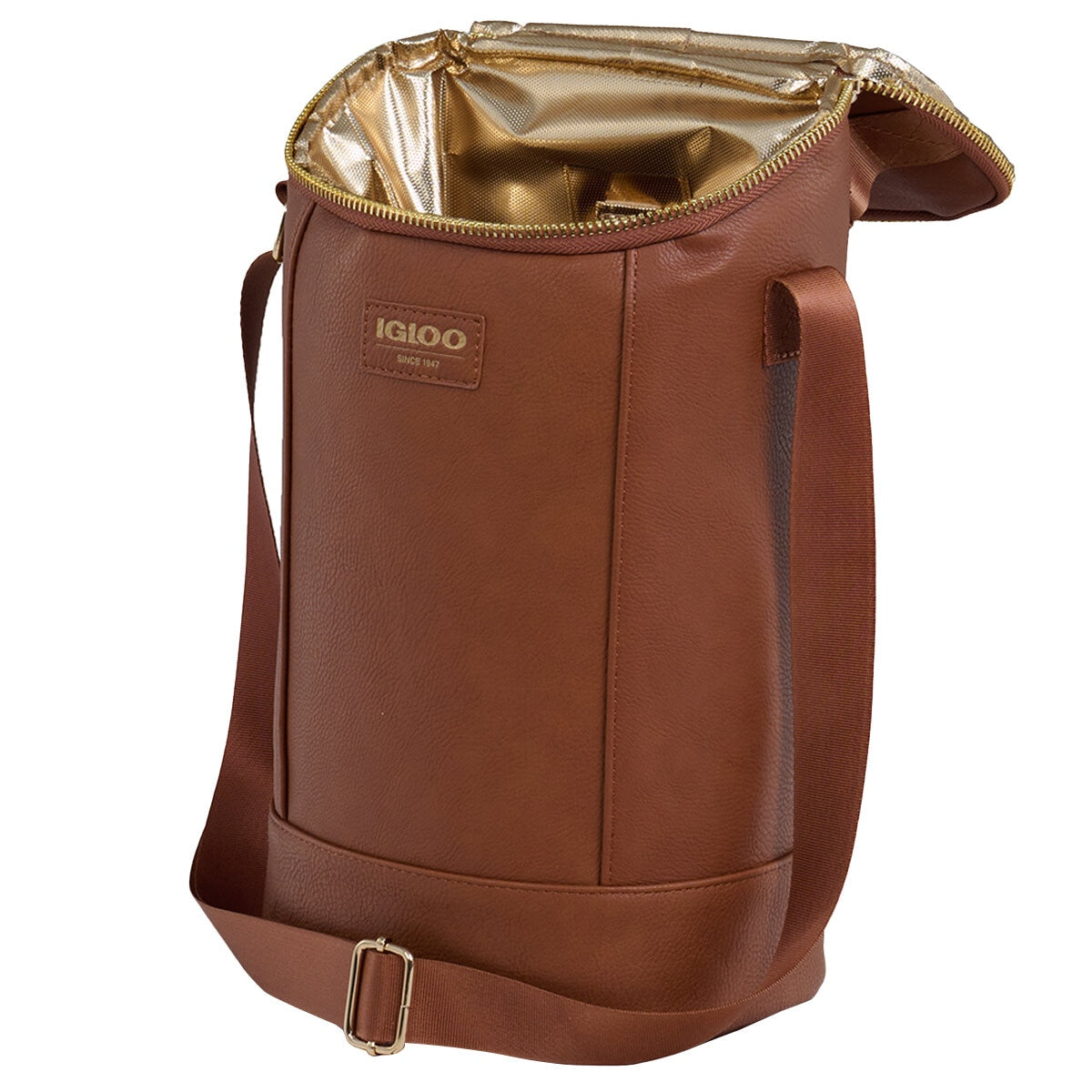 Igloo Luxe Wine Tote Cooler Cognac - Vegan Leather, Insulated, Adjustable Strap, 2 Bottles - SuperSaverAU - view 8