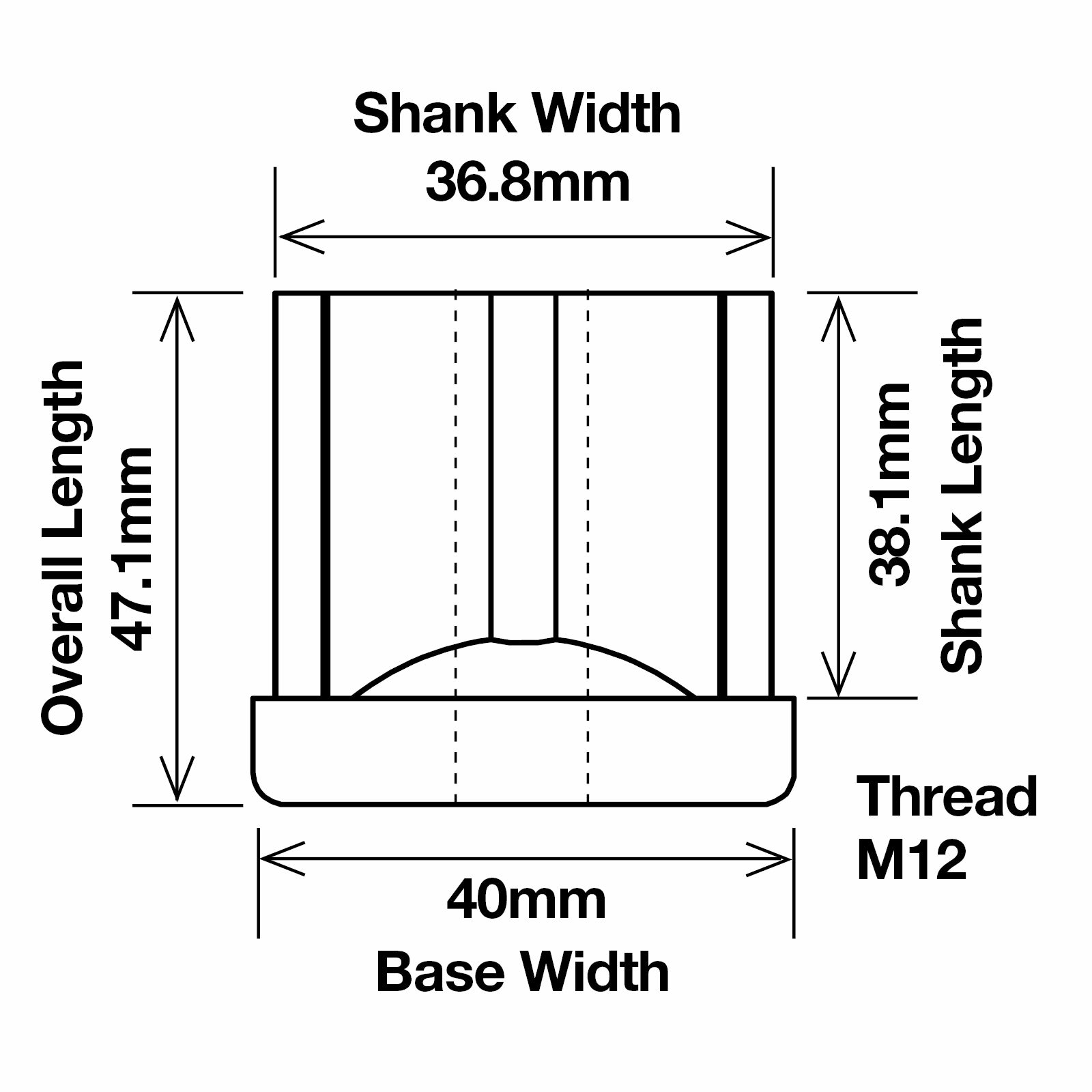 Richmond 40mm x M12 Zinc Plated Square Threaded Tube Insert 500kg 2 Pack