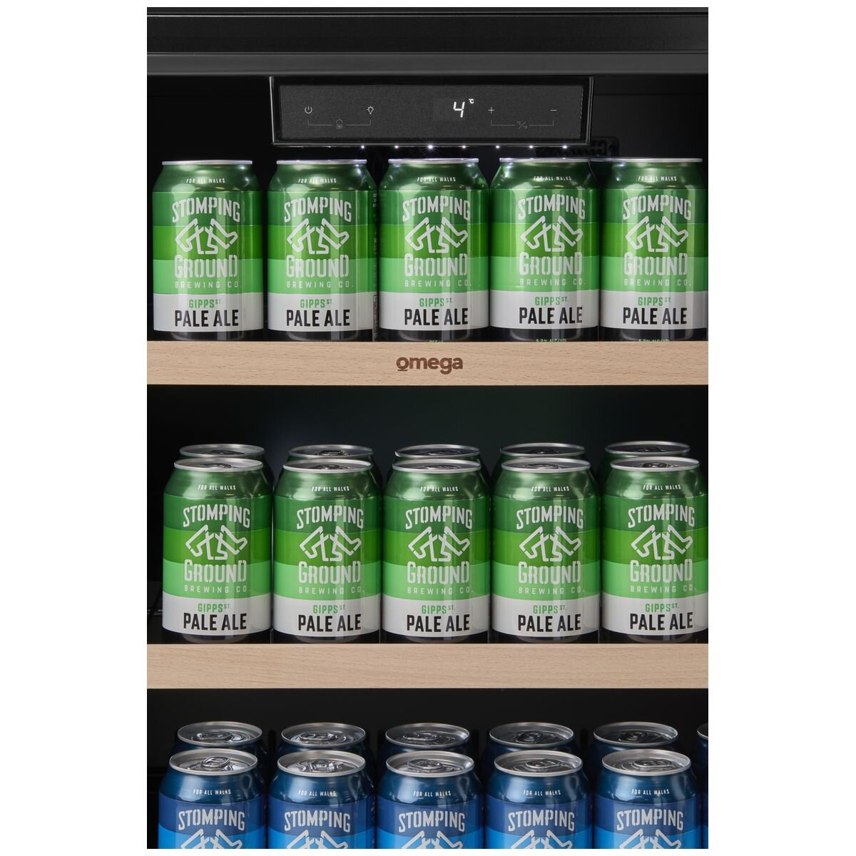 Omega 140 Can Single Zone Beverage Centre - Black Triple Glazed UV Door, Zero Clearance Hinge - OCB140SB