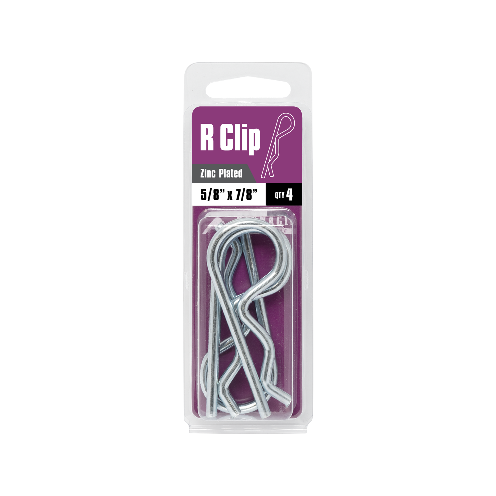 Pinnacle 5/8 x 7/8" Zinc Plated Steel R Clip - 4 Pack