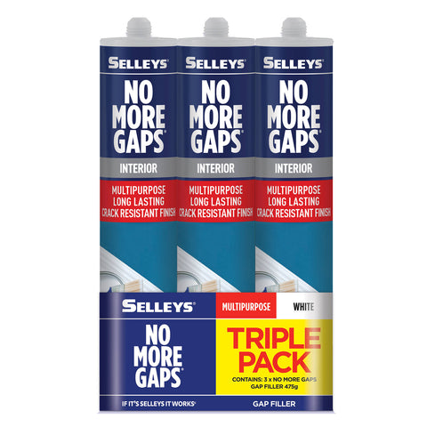 Selleys No More Gaps Interior Multipurpose Gap Filler White 475g - 3 Pack, UV Resistant, Paintable