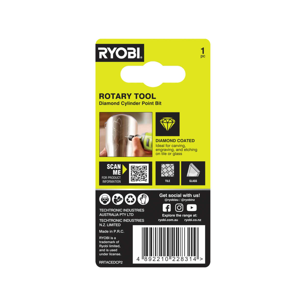 Ryobi 1.5mm Rotary Diamond Cylinder Point Bit