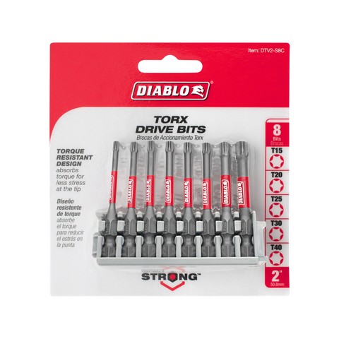 Diablo 50mm 1/4" Torx Drive Bits - 8 Pack