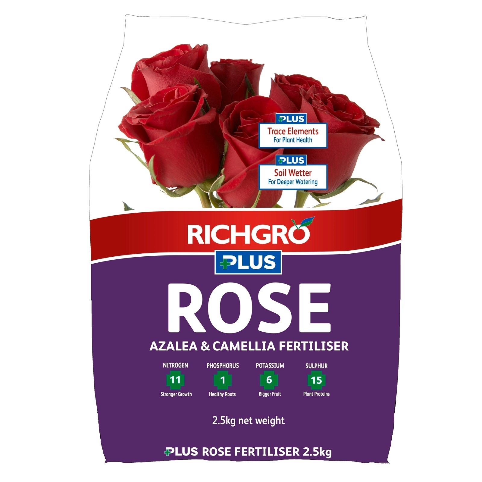 Richgro Plus Rose, Azalea & Camellia Fertiliser 2.5kg Granular, Added Trace Elements
