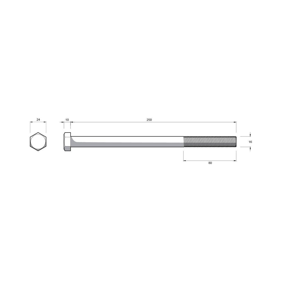 Zenith M16 x 250mm Hot Dip Galvanised Hex Head Bolts and Nuts 12 Pack - SuperSaverAU - view 3