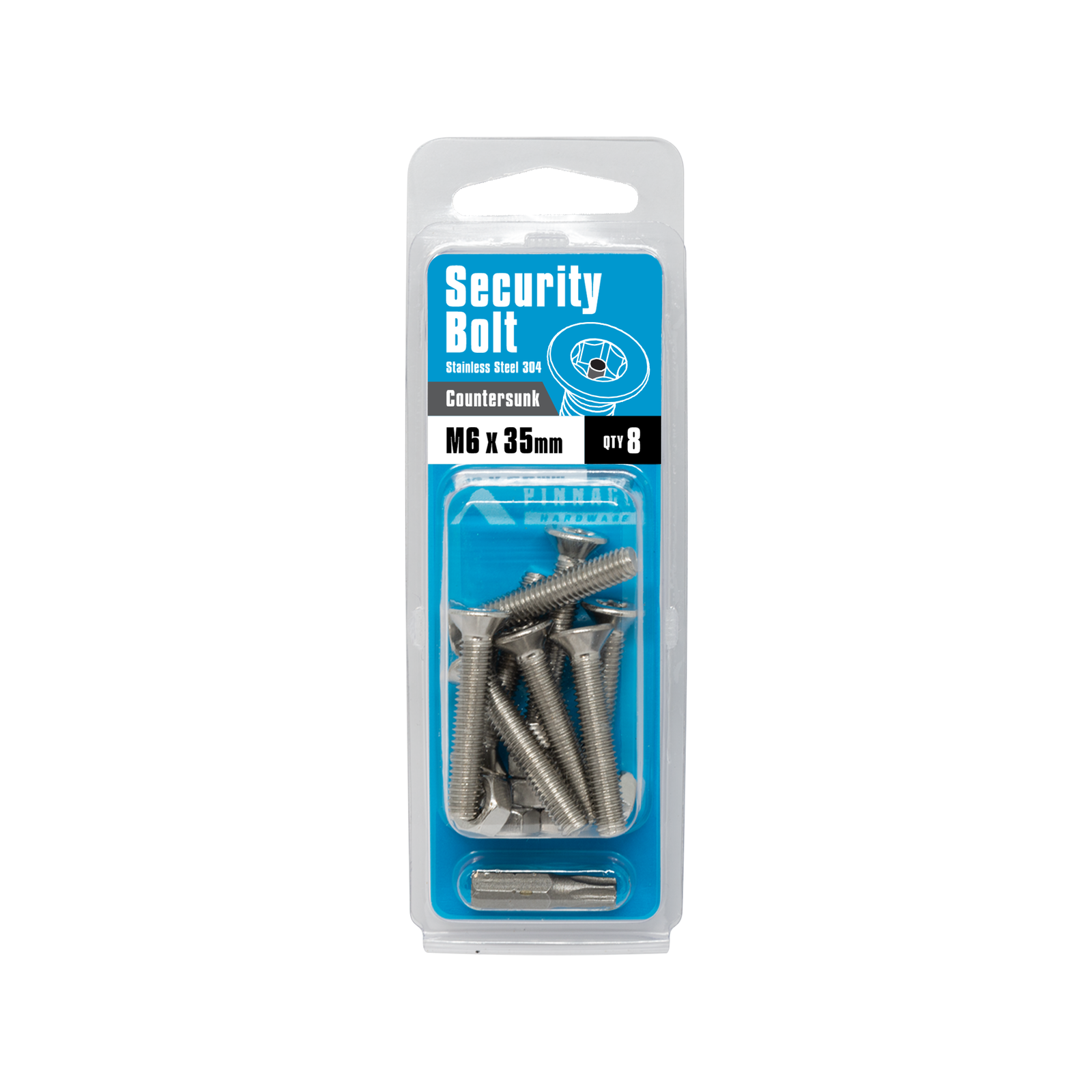 Pinnacle M6 x 35mm 304 Stainless Steel Security Bolts - 8 Pack