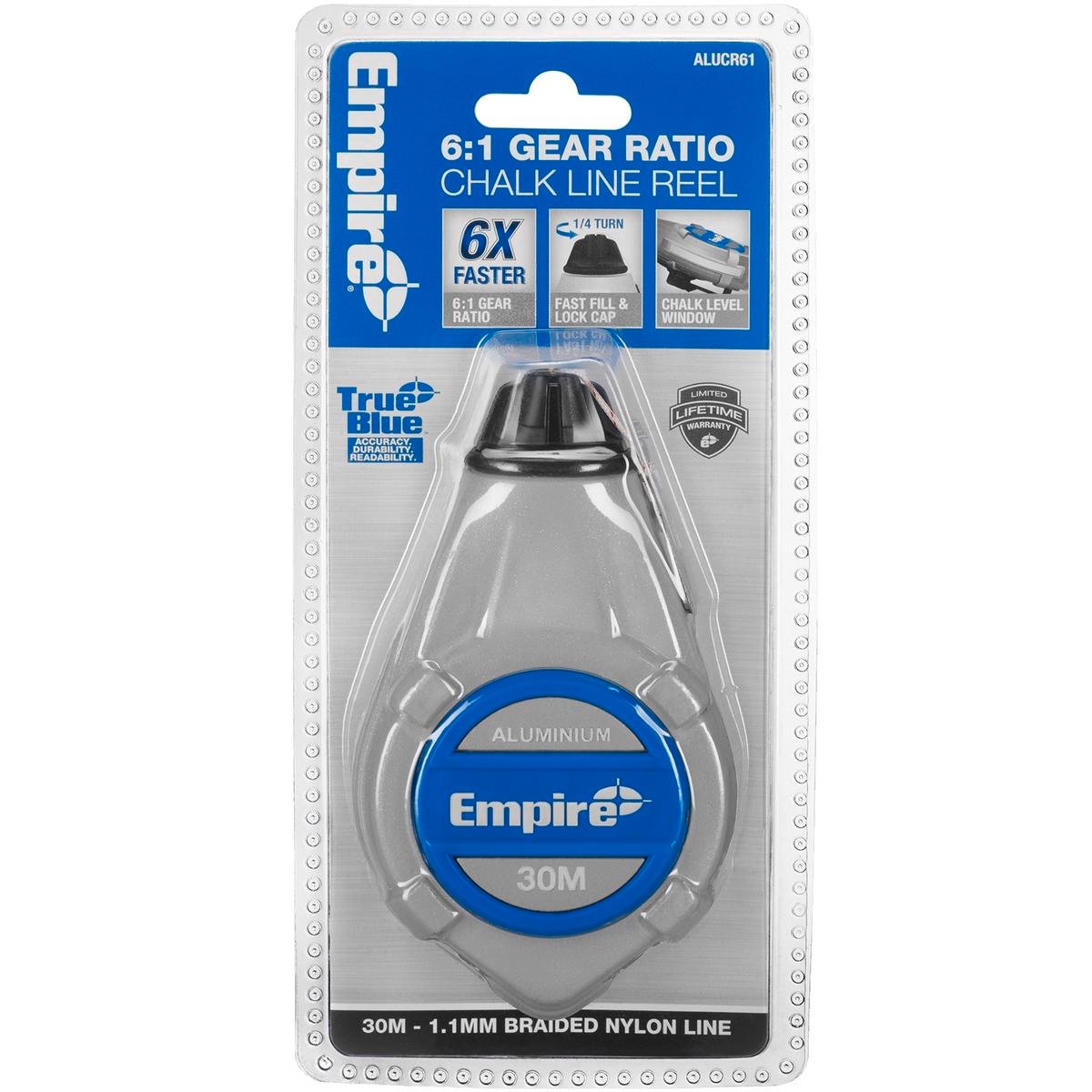 Empire 30m 6:1 Gear Ratio Aluminium Chalk Reel