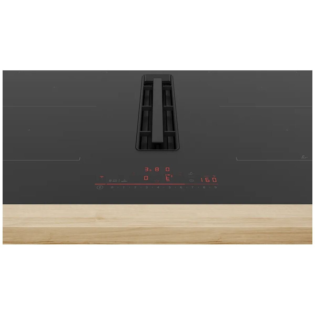 Bosch 80cm Series 6 Induction Cooktop with Downdraft Ventilation - Black Glass, Home Connect - PVQ811H26E