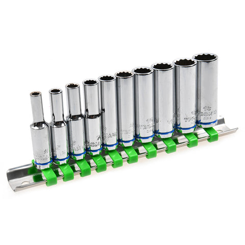 Trojan 10 Piece 1/4" Drive Deep Socket Rail Set 4mm-13mm, Chrome Vanadium