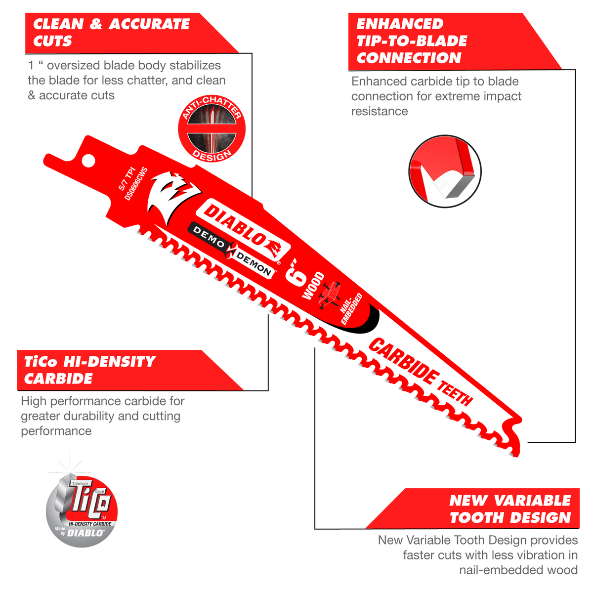 Diablo 9" Demo Demon Carbide Reciprocating Saw Blade - Red - SuperSaverAU - view 3