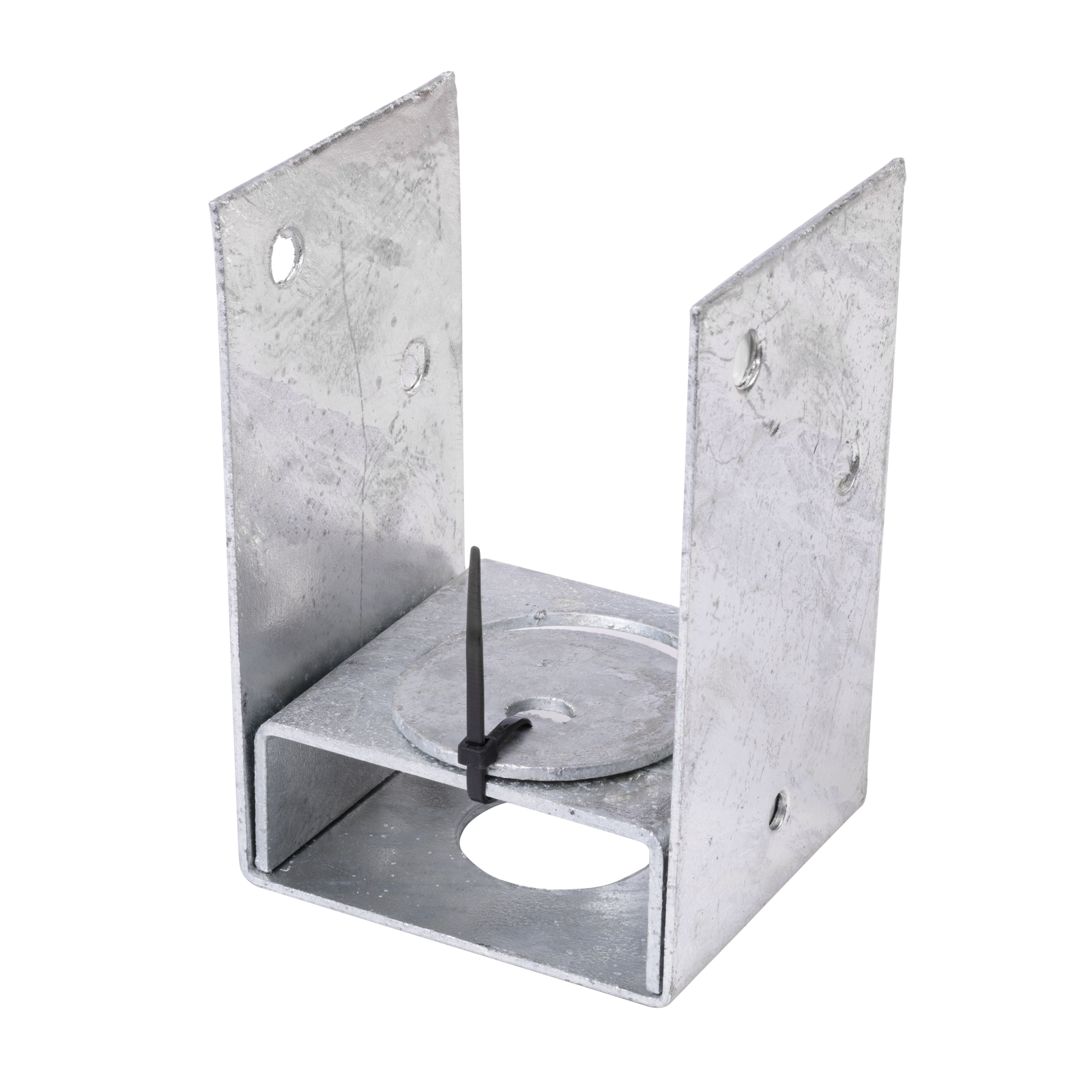 Pryda 90mm M10 Bolt Down Galvanised Steel Full Stirrup Post Anchor with Washer