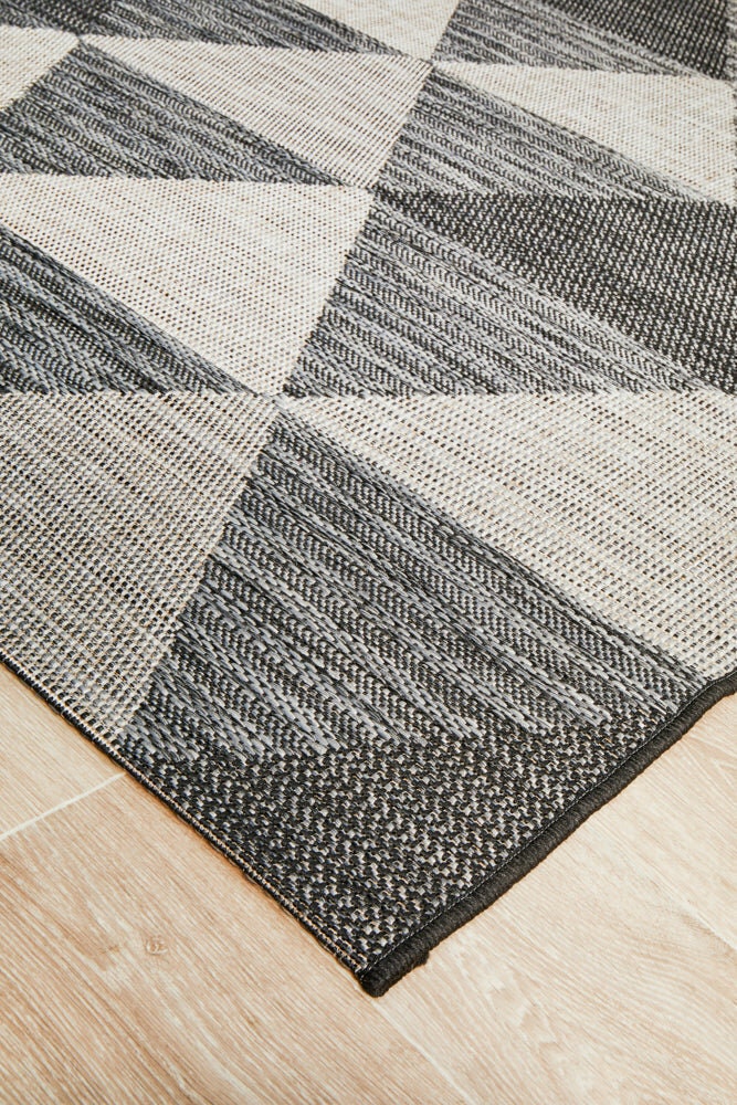 Rug Culture Terrace Extra Large Power Loomed Rug 330x240cm - Black Polypropylene - TER-5503-BLK-330X240