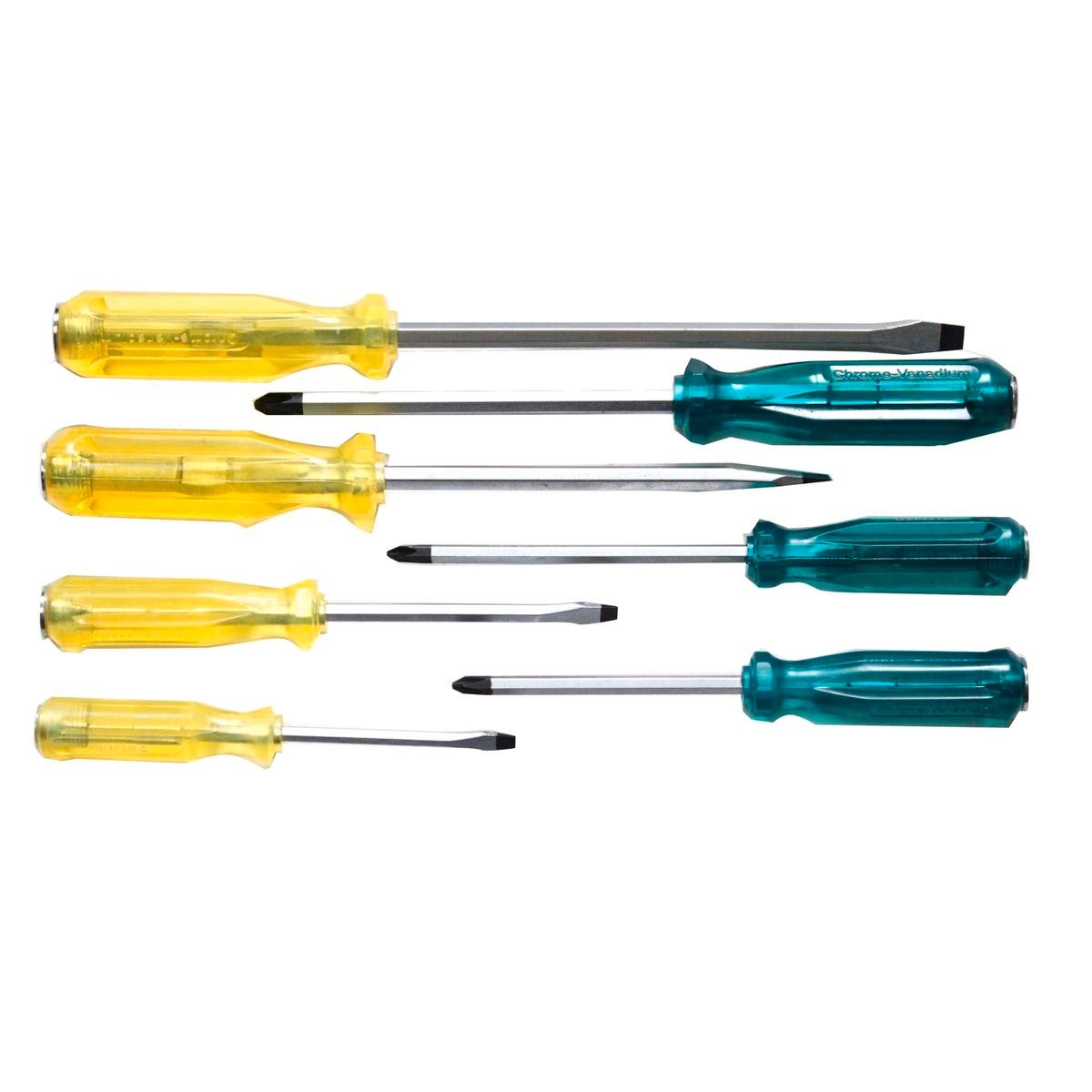 Craftright 7 Piece Screwdriver Set CR-V Through Handle Colour Coded