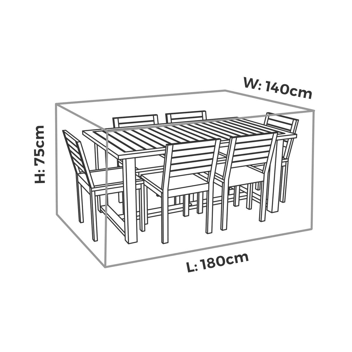 Mojo Small Premium Rectangle Table & Chairs Outdoor Furniture Cover, PVC, Weather & UV Resistant